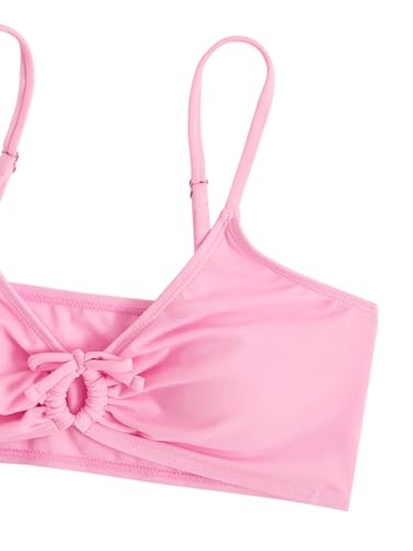 Image of COZYEASE Girls' 2 Piece Ditsy Floral Print Knot Front Ruched Triangle Bikini Swimsuit