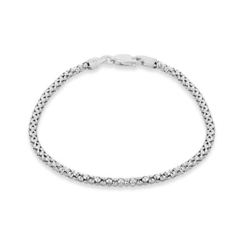 Tuscany Silver Damen-Armband aus Sterlingsilber Rhodiniert mit 250 Popcorn-Kette - 19 cm