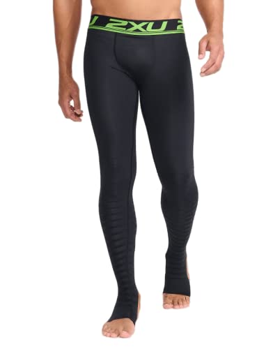 2XU Men's Elite Power Recovery Compression Tights - Enhance Performance & Recovery - Black/Nero