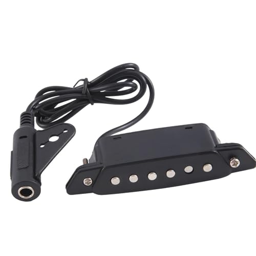 ブラック 6 穴サウンドホールピックアップ、アクティブパワーストラップエンドピンジャック付きアコースティックギター用直径 94-105 ミリメートルサウンドホール 楽器のピックアップ