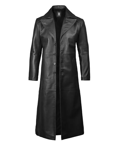 fjackets Leather Long Coat Men Full Length Peacoat Mens - Real Lambskin Leather Trench Coats For Men2