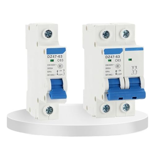 1Pcs MCB DZ47-63 1P 2P 3P 4Pole C45 4.5Ka AC Miniature Circuit Breaker Household Air Switch 60Hz 10A 16A 20A 25A 63A C Type Overload(2P,16A)