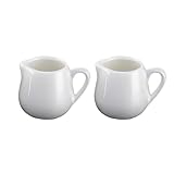 LATRAT 2 Pezzi Mini Brocche in Ceramica Bianca 100ml, Cucina Salsa di Caffè Crema Tazza co...