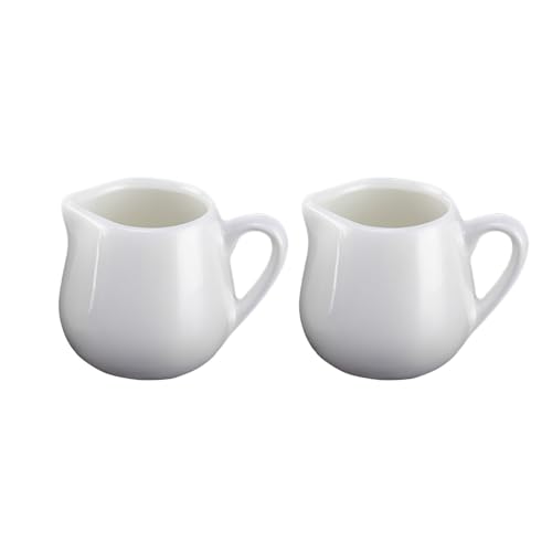 LATRAT 2 Pezzi Mini Brocche in Ceramica Bianca 100ml, Cucina Salsa di Caffè Crema Tazza con Manico, per Salsa Bianca per Latte, Caffè, Salsa, Salsa, Sciroppo