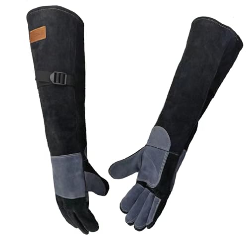 WZQH 60 CM / 23.6 ZOLL Leder Bissfeste Handschuhe für den Umgang mit Tieren, Anti-Biss Arbeitshandschuhe, Umgang mit Hund/Katze/Vogel/Schlange/Papagei/Eidechse/Reptilien