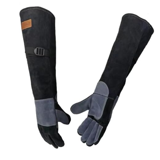 WZQH 23.6 Inches Leather Animal Handling Gloves, Multipurpose Pet Glove for Grabbing Reptile, Grooming, Trips to Vet. Puncture & Scratch Resistant, Bite Proof for Cat Dog Bird Falcon Livestock Snake