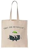 Light and compact Finest Prints They See Me Rollin\'. Funny Sushi Cotton Canvas Tote Bag