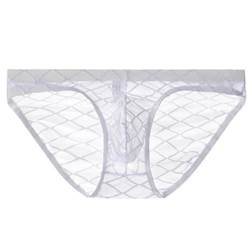 Mens Lingerie Mesh Low Rise Stretchy Sheer Underpants Support Pouch Fashion Breathable See Through Comfort Sexy Briefs