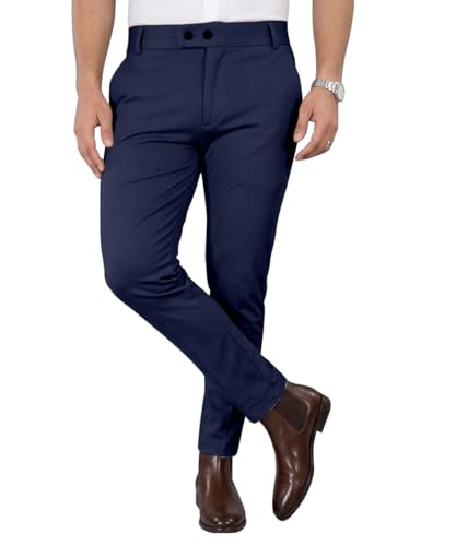 Image of Mehrang Men's Stretchable Stretchable Formal Pant Trousers | Stylish Slim Fit Men's Wear Trousers for Office or Party | Polycotton Knitted Fabric