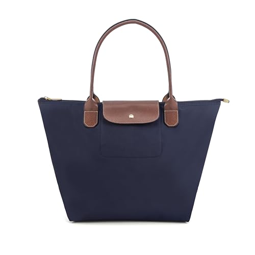 dassymia Tote Bag for Women Foldable Shoulder Bag Nylon Weekend Hobo Handbag, Navy