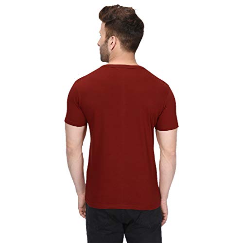 Image of London Hills Henley Neck T Shirt for Men | Tshirt for Man | T Shirt for Men | Mens Casual T Shirts | Cotton Blend Solid Half Sleeve Button Neck Slim Fit Casual Tee