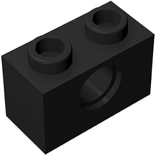 Classic Bulk Brick Block, Compatible with Parts and Pieces 3700: Technical Black 1x2 Brick with Hole, 100 Pcs(Cloour:Black)