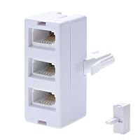Xatgiouy BT Telephone Socket Line 3 way Splitter, Universal Cable UK Adapter, Landline Port Converter Extender for Fax, Modem, Corded and Cordless Phones, Easy Setup, Secure Connection, White