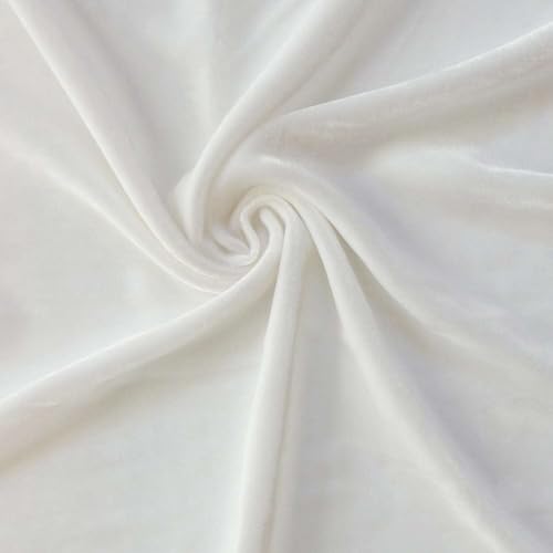 Tissu velours blanc au mètre 20% soie rayonne 54 pouces de large