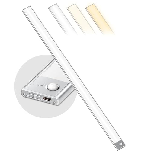 80CM Unterbauleuchte Küche LED Dimmbar, 296 LEDs Schrankbeleuchtung mit Bewegungsmelder, 6600mAh wiederaufladbar Beleuchtung LED leiste, 3 Farbmodi magnetische Led Leiste für Schrank,Kleiderschrank
