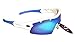 Rayzor Professionnel léger UV400 Blanc Sports Wrap Nautique Lunettes de Soleil, avec Un 1 Piece ventilé Bleu Iridium Miroir Anti-éblouissement Lens.