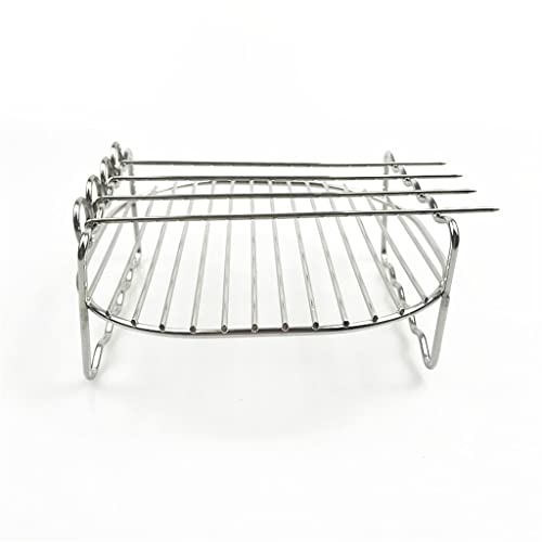 Parrilla de acero inoxidable de doble capa para freidora de aire con 4 pines 2