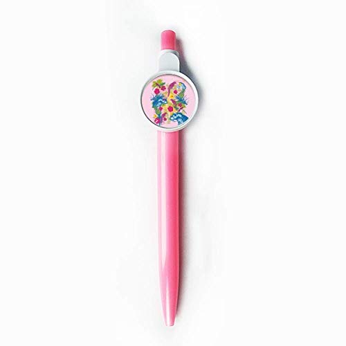 Stylo à bille rétractable bleu motif perroquet ours pinto style tropical