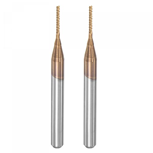 Image of uxcell End Mill CNC Router Bits, 1 /8 inch 3.175mm Shank 0.9mm x 6mm Titanium Coated Tungsten Carbide Engraving Milling Cutter for PCB Plastic Fiber Wood 2pcs