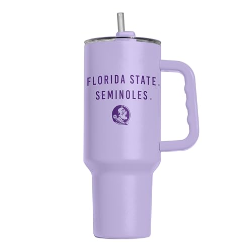 Image of Logo Brands NCAA Florida State Seminoles Lavender 40 oz Tumbler with Handle - Stylish Everyday Use Powder Coated-Stainless Steel with Straw- Keeps Cold For Hours