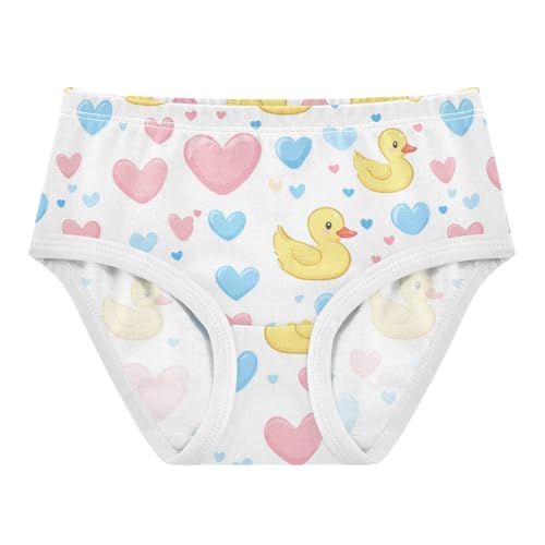 Wusikd Yellow Ducks Girls' Underwear Cotton Pink Blue Hearts Girls Briefs Soft Toddler Underwear 2T