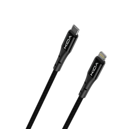 Image of KIDA Type C to iPhone MFI Certified 20W Fast charging Nylon Braided USB C Cable for iPhone 14,14 Pro,14 Pro Max, IPhone 13 Series,12,12 Pro,11,11 Pro Max iPhone 12 Mini, X, 8(1M, Black)