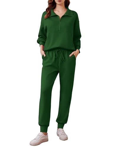 Image of PINSPARK 2 Piece Sets for Women 2026 Fall Travel Outfits Long Sleeve Tracksuit Joggers Sets Half Zip Sweatsuit Matching Set