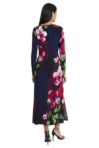 Maggy London Women's Elegant Floral Midi Bodycon Long Sleeve Cinched Waist-Wedding Guest Cocktail Garden Dress3