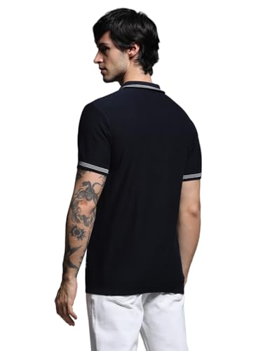 Image of Jack & Jones Men Cotton Solid Slim Fit Polo T-Shirt