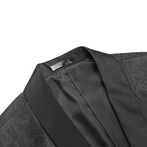 Boyland Mens 2 Pieces Paisley Suit Tuxedo Shawl Lapel Prom Wedding Dress Single Breasted Casual Suit with Black Trousers4