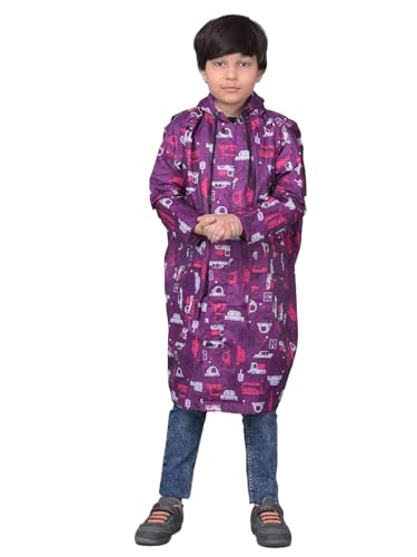 Image of Dollar Rainguard Kids' Full Sleeve Printed Long Raincoat With Adjustable Hood and Pocket