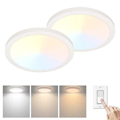 kadision LED Flush Mount Ceiling Light 13in, On/Off Switch to Change 3000K/4000K/5000K, 24W 1920lm Dimmable Ultra-Thin LED Ceiling Light Fixture for Bedroom Hallway Basement, 2-Pack kadision LED Flush Mount Ceiling Light 13in, On/Off Switch to Change 3000K/4000K/5000K, 24W 1920lm Dimmable Ultra-Thin LED Ceiling Light Fixture for Bedroom Hallway Basement, 2-Pack