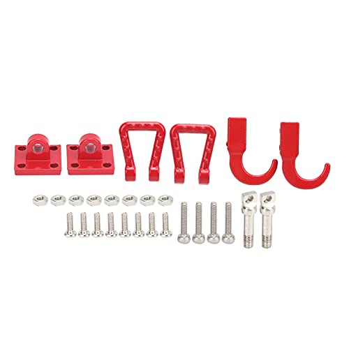 equlup RC Car Trailer, 2PCS Metal Towing Buckle Tow Hooks D Shackles CC01 1/10 RC Crawler Upgrade Parts for Climbing Crawler Car (Red)