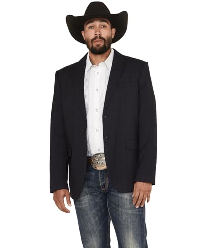 Panhandle Rock & Roll Denim Men's Tonal Plaid Print Slim Sportcoat - BM96C06099 44 REG US Black