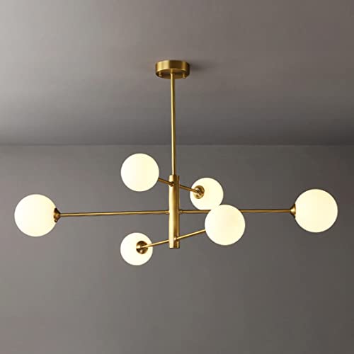 Lustre suspendu du milieu du siècle en verre et métal doré de prestige