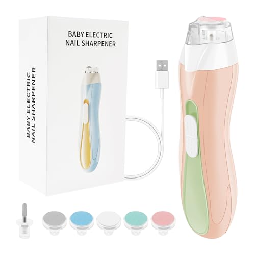 Baby Nail File Electric Baby Nail Care for Toenails and Fingernails, Lightweight USB Charging Babys Nails Clipper, Low Noise Stepless Speed Control Electric Nails File for Newborn Infants(Pink)