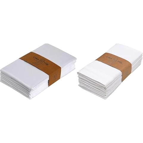 Urban Villa Cotton Premium Solid Kitchen Towel 20x30 inch Set of 6 and Dinner Cloth Napkins 20x20 inch Set of 12 Bulk Kitchen Set - (Pack of 18, White, Solid) Cover