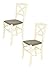 Tommychairs - Set 2 chaises Cross pour Cuisine, Bar et Salle à Manger, Robuste Structure en Bois de hêtre peindré en Couleur Aniline Blanche et Assise rembourrée et revêtue en Tissu Couleur Chevreuil