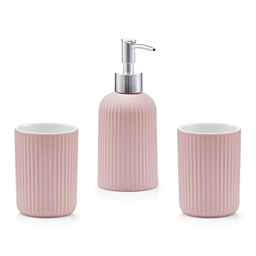 Preisvergleich Produktbild Bad-Accessoires-Set, 3-tlg., Keramik, rosé