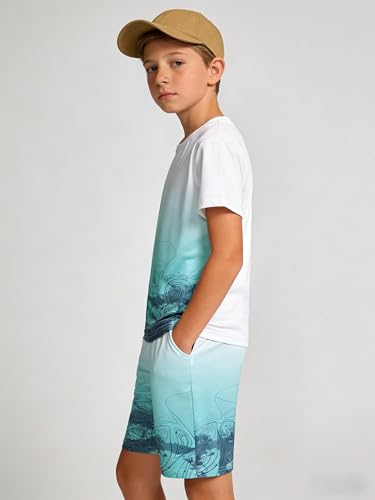 Image of Kid Toddler Baby Boys Clothes Tie-dye Palm Leaf Top 2Pcs Summer Shorts Set