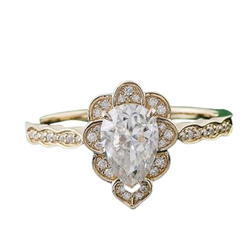 Bague moissanite poire en argent 925 anti-ternissement pour femme