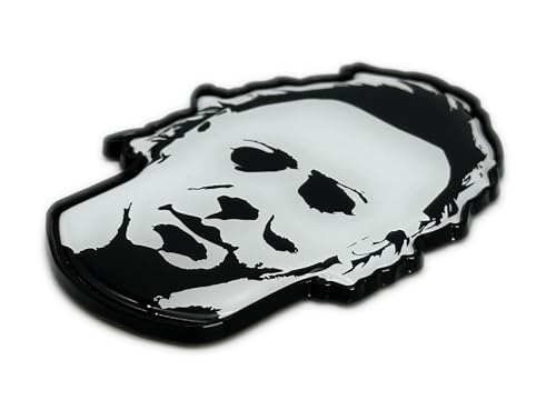 Image of Elektroplate Officially Licensed Michael Myers Halloween Movie All Metal Emblem for Cars, Trucks, and All Auto | Universal Fit at 2.6 inch x 3.45 inch| Weatherproof
