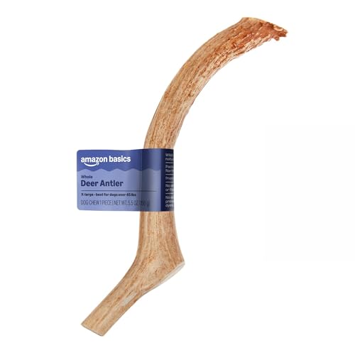 Amazon Basics Dog Deer Antler Chew, Naturally Shed, Whole, 9-10.5 inches, Long Lasting for Aggressive Chewers, X-Large, Best for Dogs Over 45 lbs (Previously Wag)