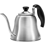 Coffee Kettle for Stove Top Premium Gooseneck Kettle, Pour Over Coffee Tea Pot, Stovetop Teapot, Hot Water Heater for Camping, Home & Kitchen, Stainless Steel - Small 28oz, Brushed
