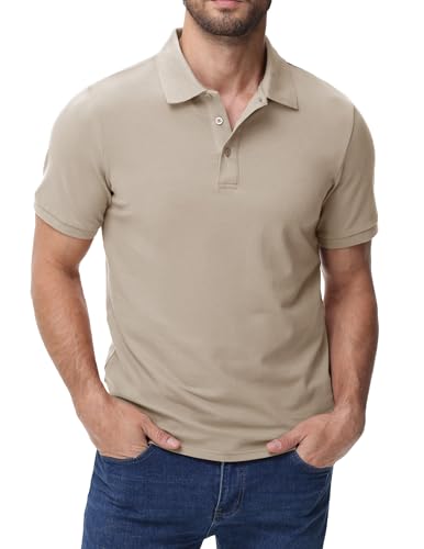 Image of MIER Men's Cotton Pique Polo Shirts, Short Sleeve Golf Work Casual Tops