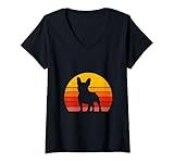 Photo Gallery donna bulldog francese retrò tramonto amanti dei cani maglietta con collo a v Photo Gallery donna bulldog francese retrò tramonto amanti dei cani maglietta con collo a v
