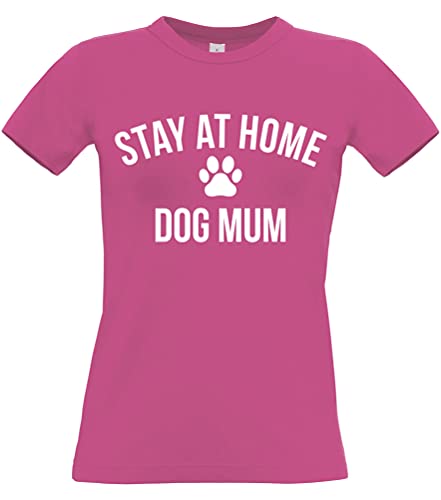 T-shirt femme Edward Sinclair fuchsia Stay at Home Dog Mum ajusté en taille L