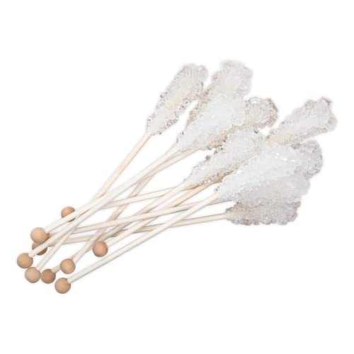 SIVIFOOD weiße Kandiszucker Sticks Natur 25 Stück Vorteilspack - natürlicher weißer Kandis am Stiel für Tee Zucker am Stab Kandissticks zum verschenken Geschenk Dekoration Weihnachten Kristallzucker