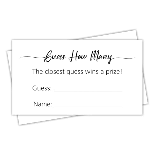 Guess How Many Game Cards 50 Pack Candy Jar Guessing Cards for Baby Shower Games Prizes Bridal Shower Party Games (Minimalist) 3.5 x 2
