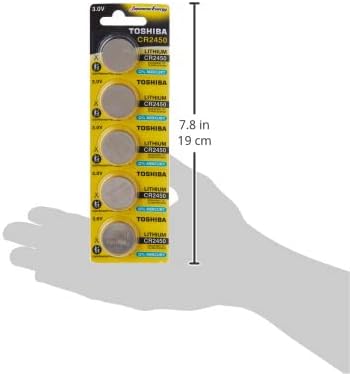 Toshiba Lithium Coin CR2450 Batteries – 5 Pack Coin Battery Packs - Lithium 3v Long Life – Button Cell Batteries for Watches, Keyfobs, Scales & More
